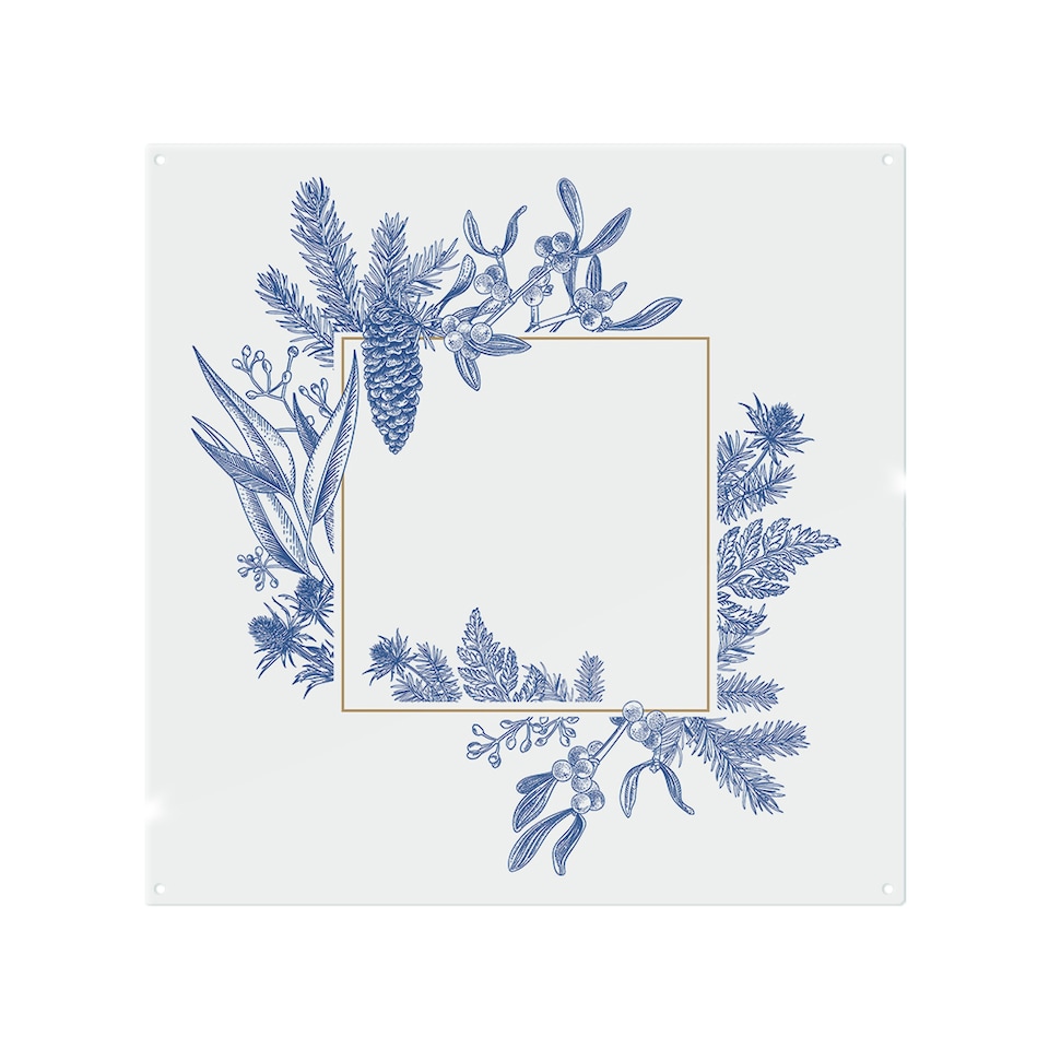 image 1 of Christmas Holiday Frame With Pine Branches Splash Back | White