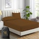 image 1 of Homes-Linen Fitted Sheet Percale Rich Cotton 180 Thread Count Non Iron 25cm Deep Pocket Fitted Bed Sheets Brown | Double