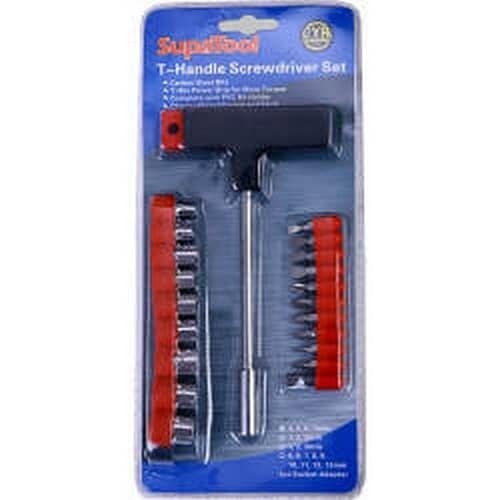 SupaTool T-Handle Screwdriver Set - Black/Red/Light Steel - One Size