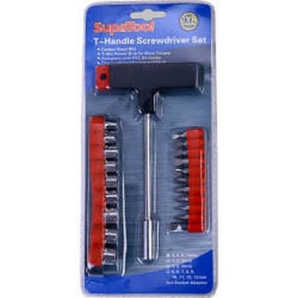 SupaTool T-Handle Screwdriver Set - Black/Red/Light Steel - One Size