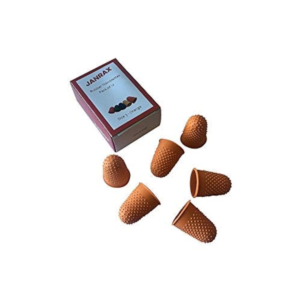 image 1 of Pack of 72 Orange No.3 Rubber Thimblettes - Extra Large Thimble Finger Cones