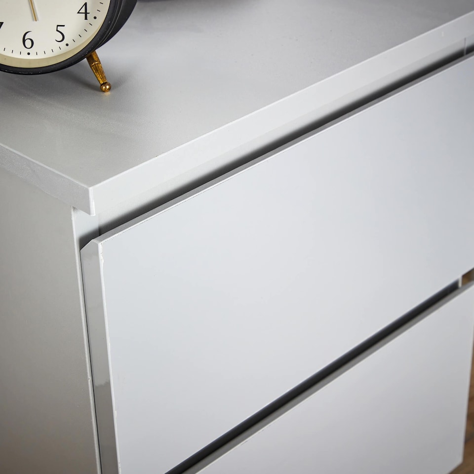image 1 of Grey 2 Drawer Bedside Cabinet Nightstand Modern Storage Unit Furniture Bedroom