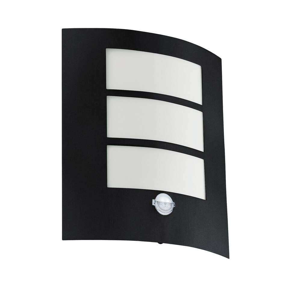 image 1 of EGLO City 1-Light Black Outdoor Wall Lamp With Motion Sensor