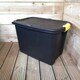 image 2 of 60L Heavy Duty Storage Tub Sturdy, Lockable, Stackable and Nestable Design Storage Chest with Clips in Black