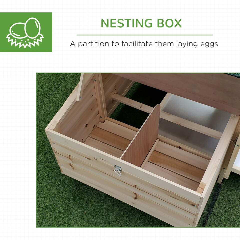 image 1 of PawHut Chicken Coop Hen Poultry House w/ Nesting Box Outdoor Run Patio Wooden