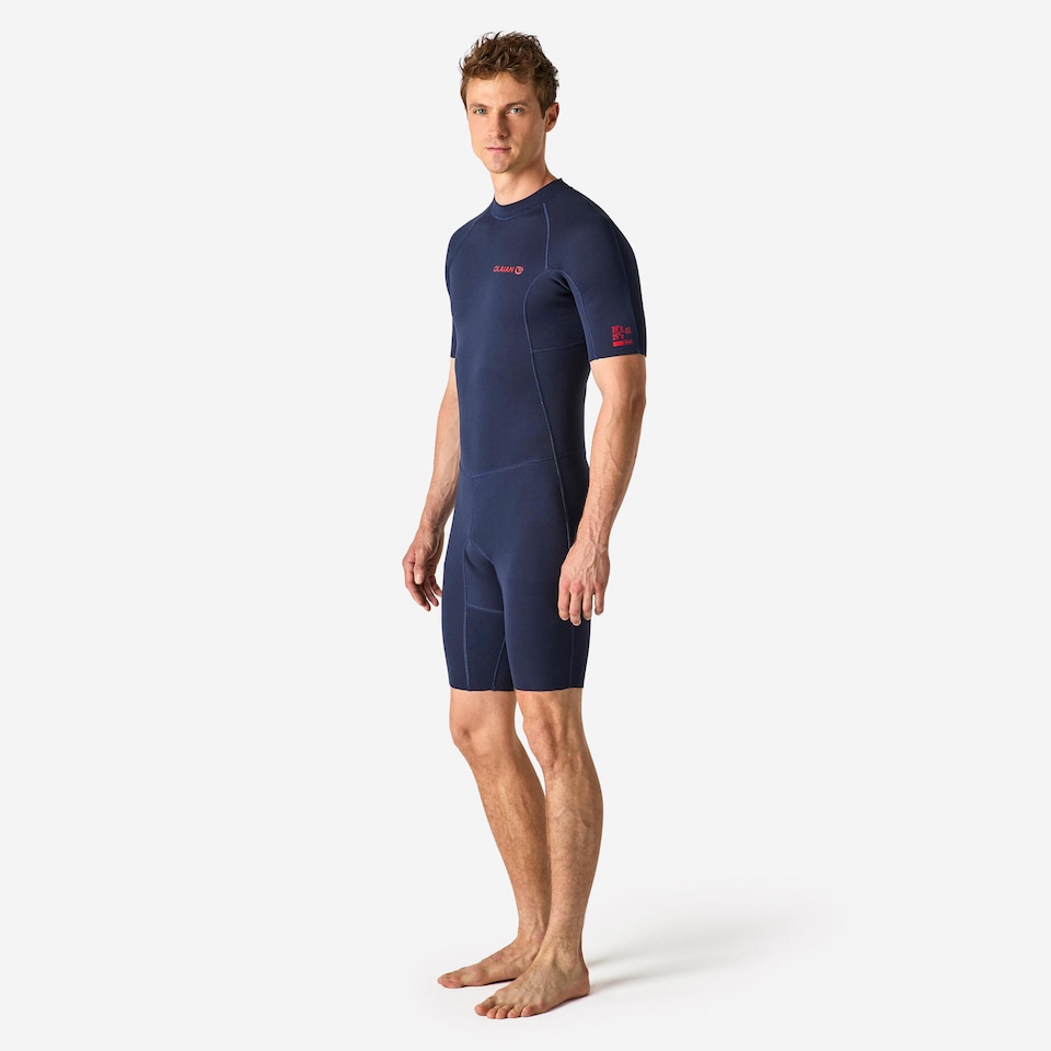 image 1 of Decathlon 100 men’s 1.5 mm neoprene Shorty Surfing wetsuit - navy blue