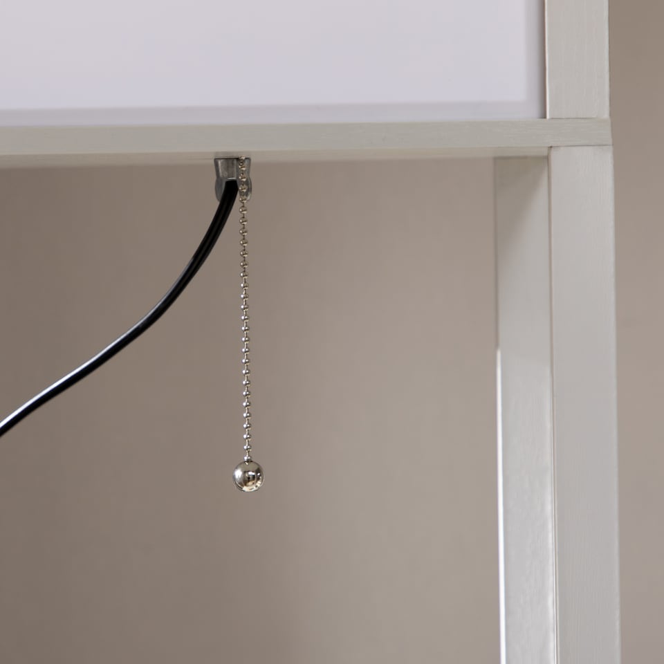 image 1 of HOMCOM Floor Lamp with Shelves and Dual Light, Modern Corner Standing Lamp with TC Fabric Lampshade for Living Room, Bedroom, Bulb not Included, White