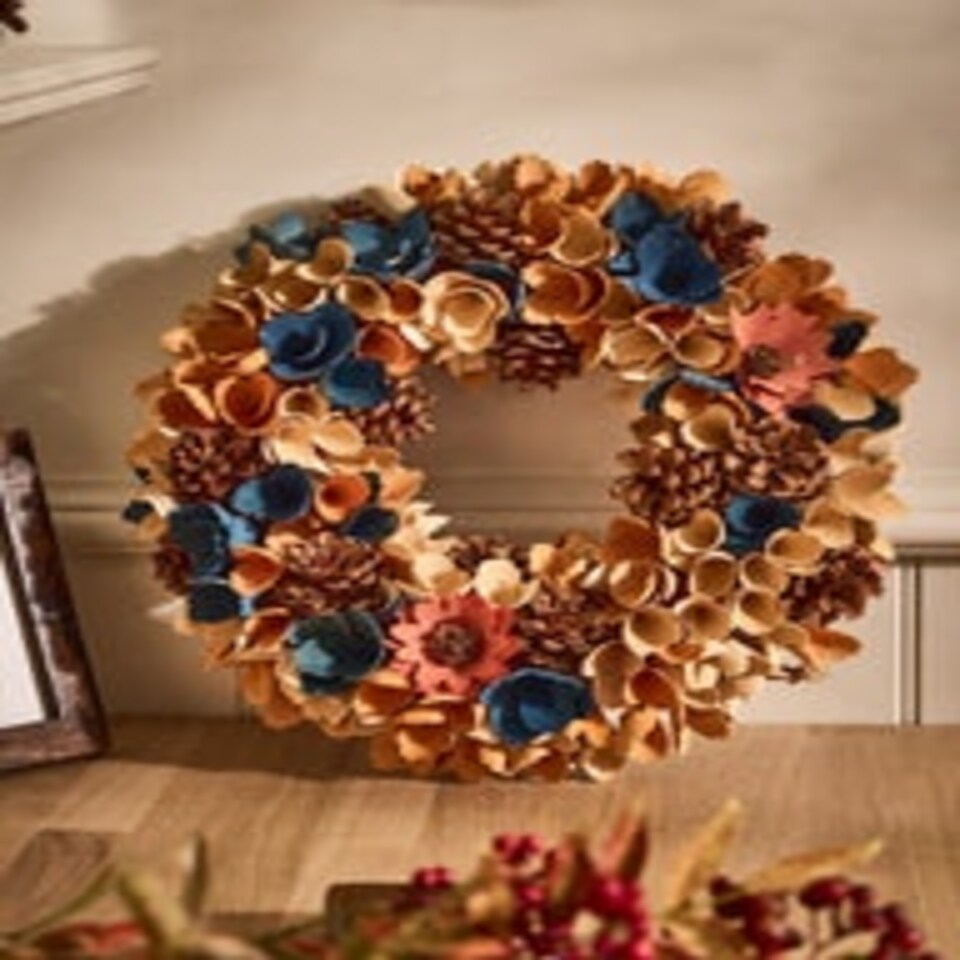 image 1 of Indoor Midnight Blue Harvest Floral Wreath