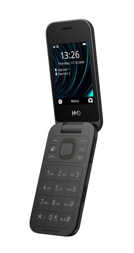 HMD 2660 Flip Mobile Phone (2.8 Inch Main Display, 1.77 Inch Second Display, 4G + 4G, Bluetooth, 128 MB, 1450 mAh Battery, FM Radio, MP3 Player, 0.3 MP Camera) Charcoal