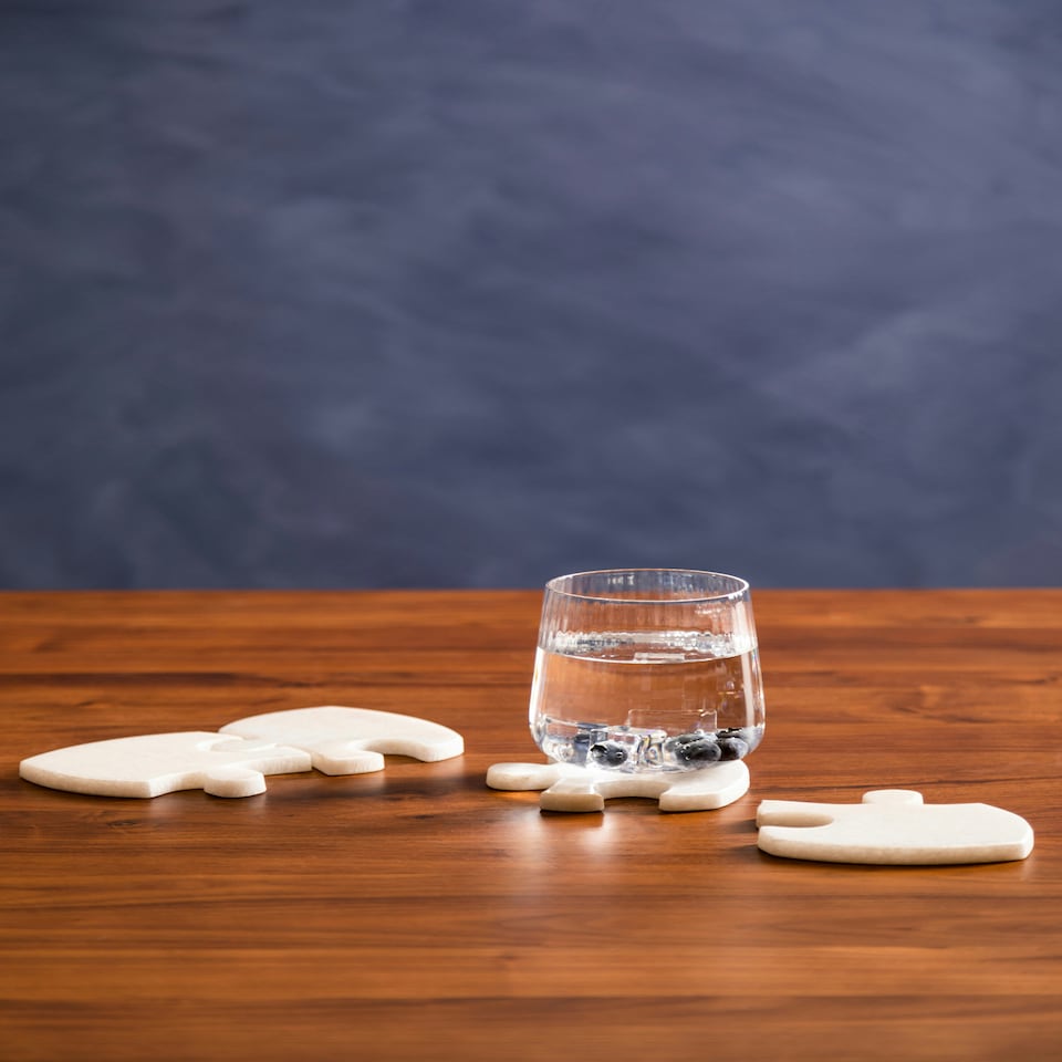 image 1 of Interiors By Premier Set Of Four Marble Jigsaw Coasters, Durable Natural Stone Coasters For Home & Kitchen