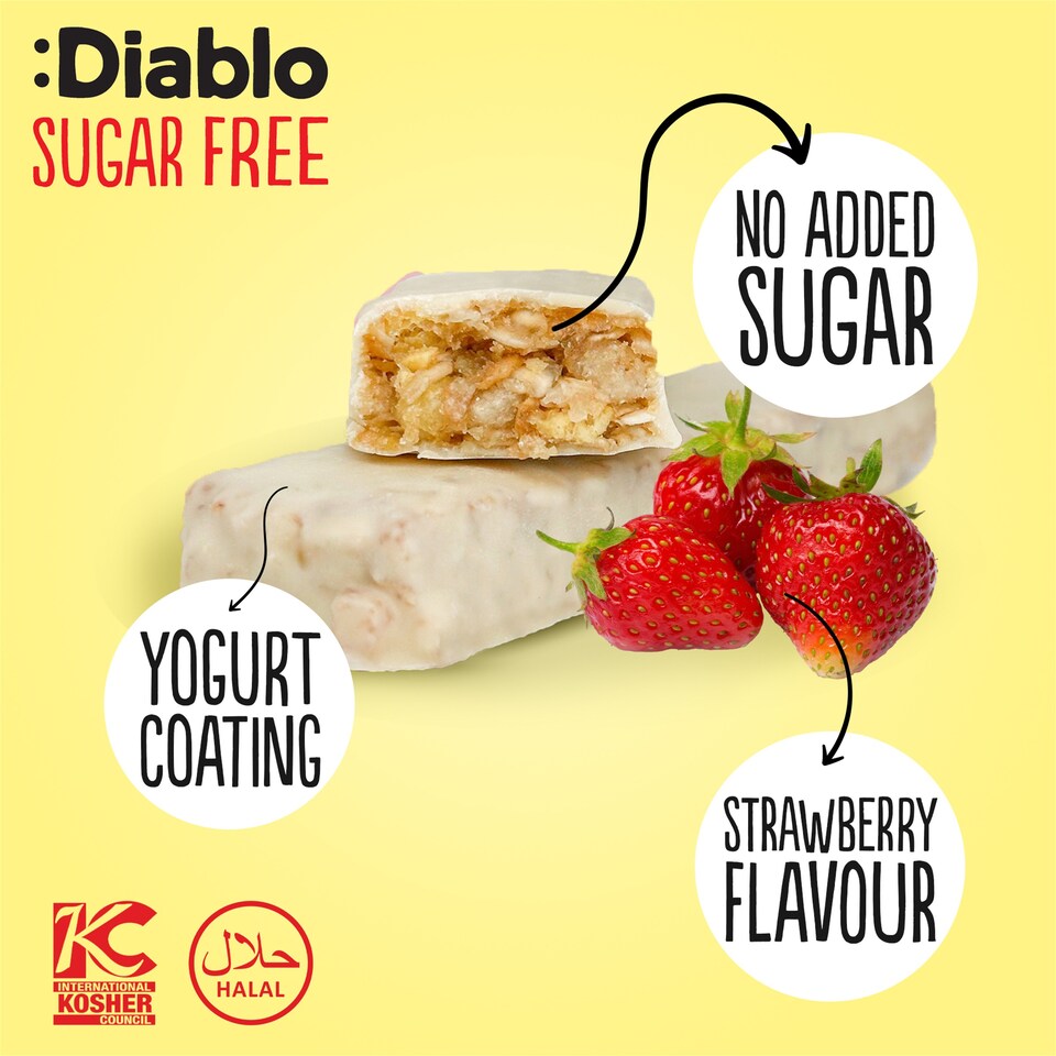 image 1 of Diablo No Added Sugar Yoghurt and Strawberry Muesli Bar 30g 4 Pack