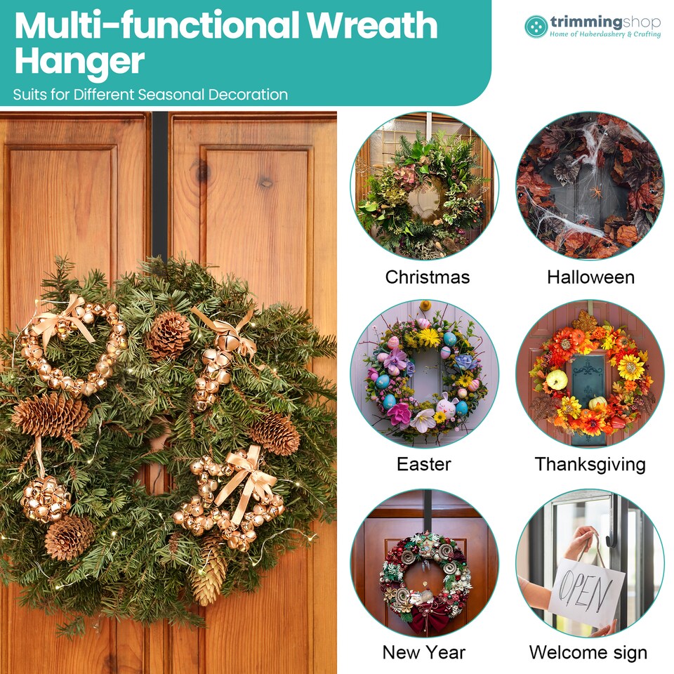 image 1 of Trimming Shop 12.5 Inch Strong Metal Wreath Door Hangers - Pack of 2