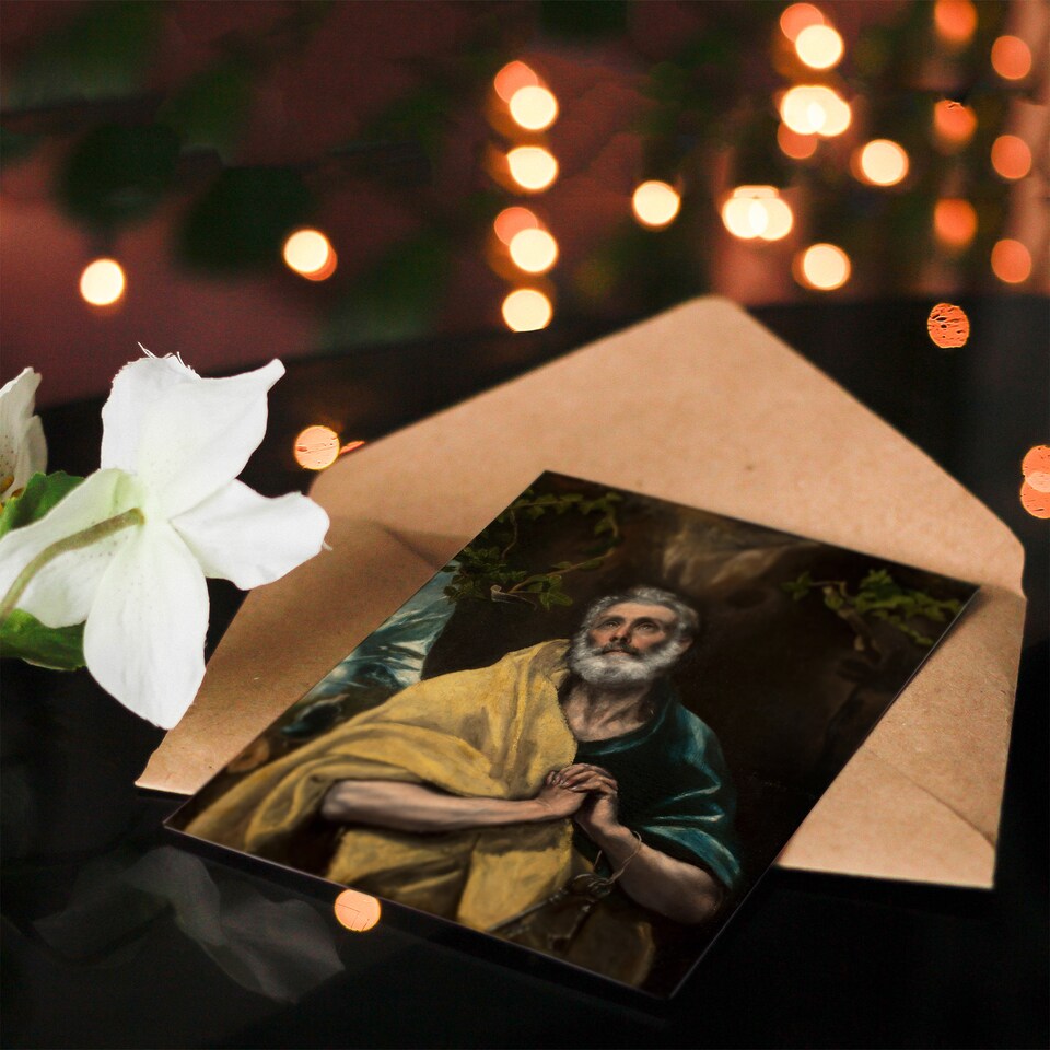 image 1 of El Greco Art Card Apostle Guilt Saint Peter in Tears
