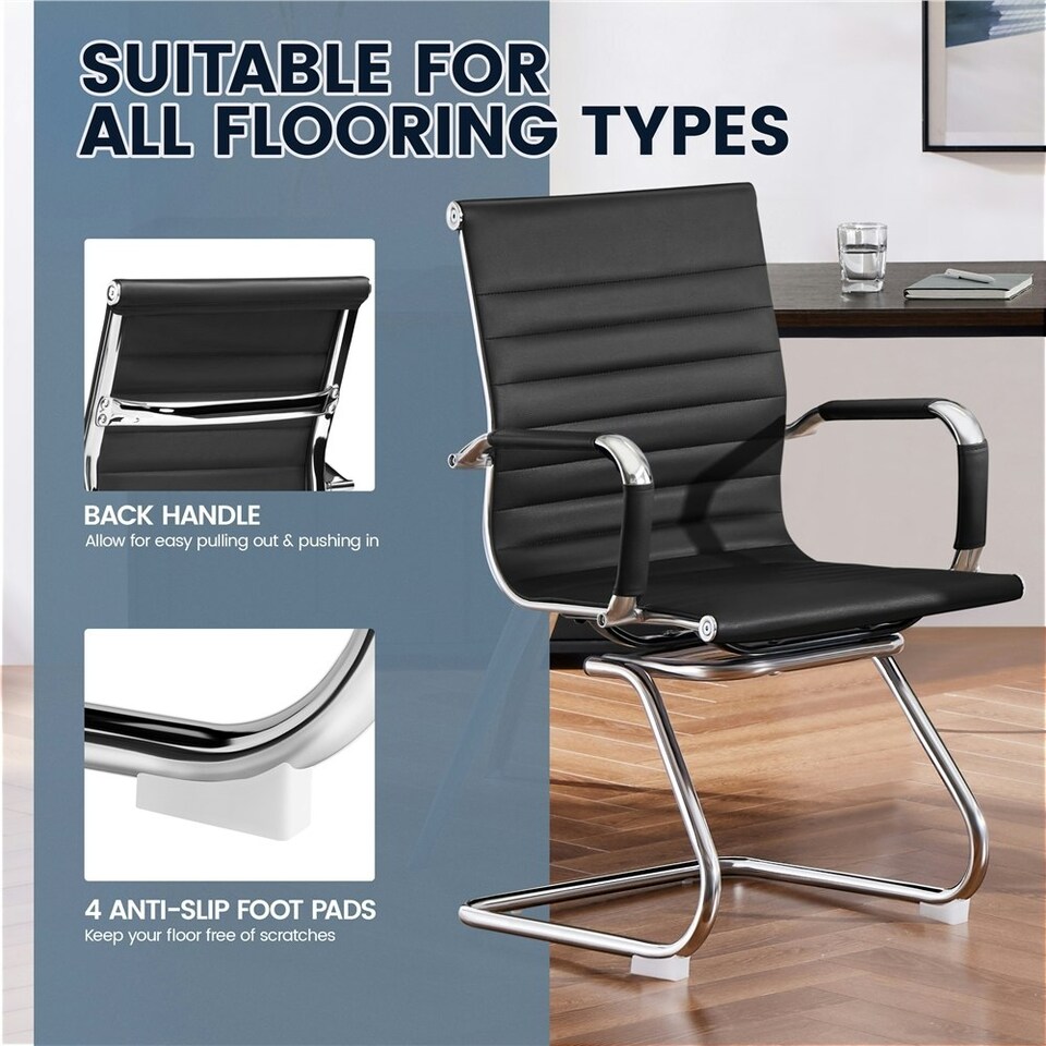 image 1 of Yaheetech 2pcs Mid-back Ergonomic Office Desk Chair Black | Black