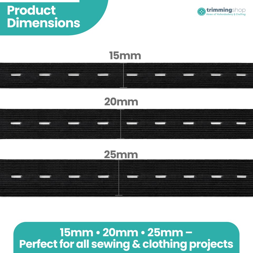 image 1 of 20mm Buttonhole Elastic, Soft Adjustable and Comfortable Design - 25M