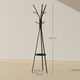 image 7 of HOMCOM 180cm Free Standing Coat Rack Metal Shelf Holder Stand Hat Hanger Black
