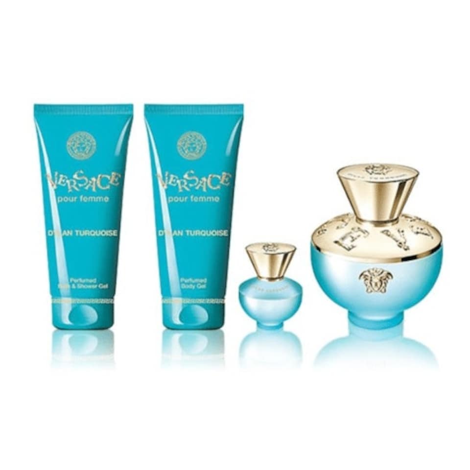 image 1 of Versace Pour Femme Dylan Turquoise Gift Set 100ml EDT + 100ml Shower Gel + 100ml Body Lotion + 5ml EDT