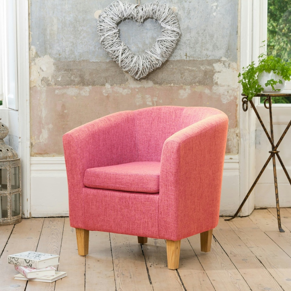 image 1 of Alderwood Fabric Tub Chair - Pink
