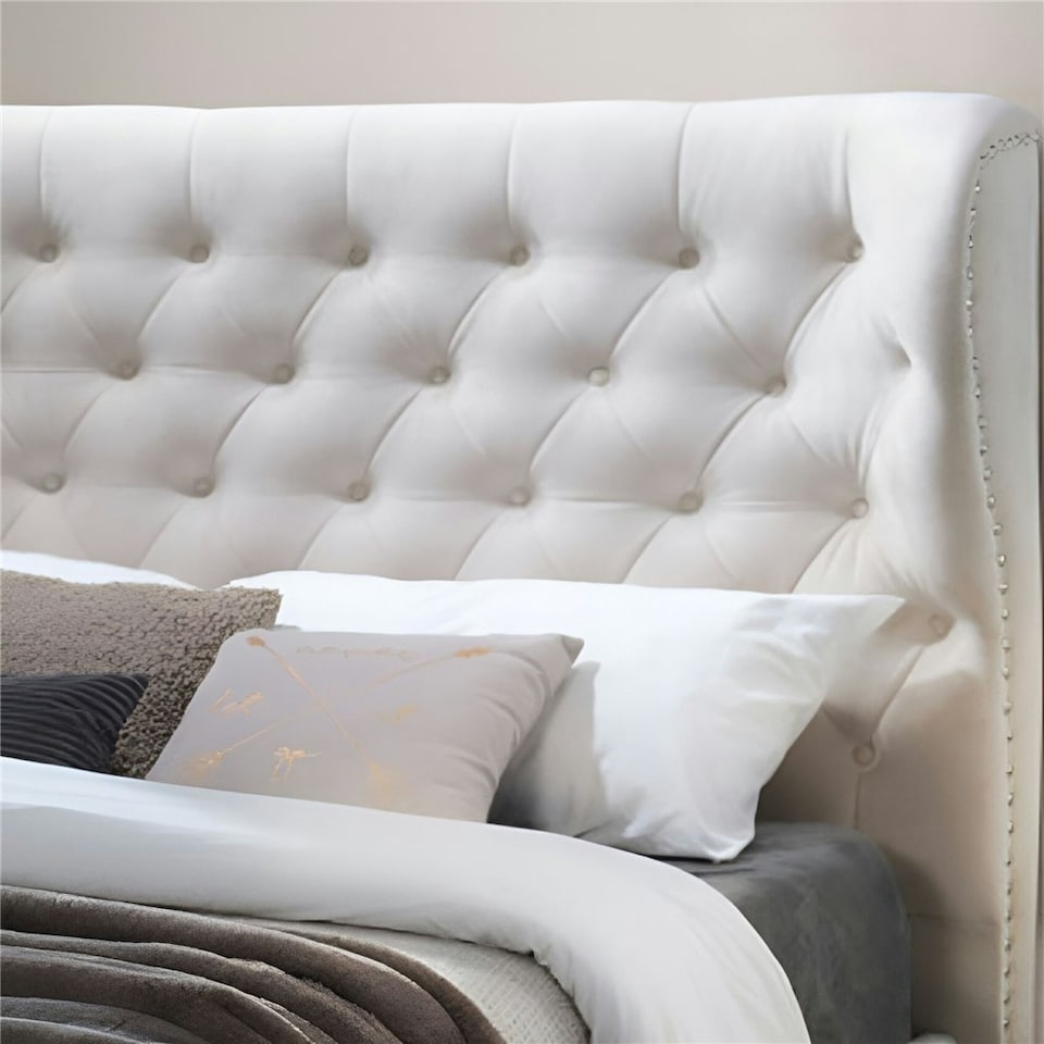 image 1 of Cream Fabric Ottoman Bed Frame - King Size 5ft (166cm)