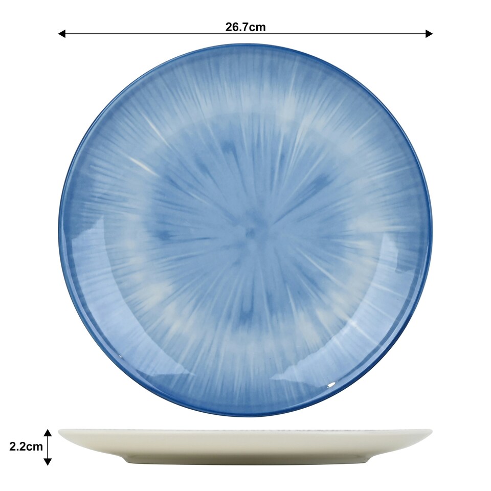 image 1 of 12pc Blue Star Reactive Porcelain Dinner Set