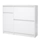 image 3 of Naia Shoe Cabinet with 2 Flip Down Doors 1 Door and 1 Drawer in White High Gloss