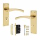 image 1 of Golden Grace Victorian Scroll Astrid Door Handles Bathroom WC Toilet Complete in Gold Polished Brass Finish with (GG) 64mm Bathroom Mortise Lock - 150mm x 40mm Gold