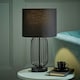 image 1 of ValueLights Gabbia Matte Black Metal Table Lamp with Small Black Drum Shade