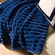 image 2 of OHS Faux Fur Ribbed Fleece Throw Over Bed Blanket Winter Warm Supersoft - 125 x 150cm | Blue | Navy