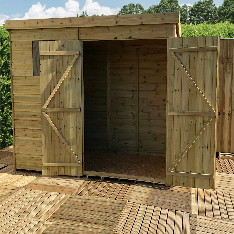 image 1 of 10 x 8 Garden Shed  Pressure Treated T&G PENT Wooden Garden Shed - 1 Window + Double Doors (10' x 8' / 10ft x 8ft) (10x8)