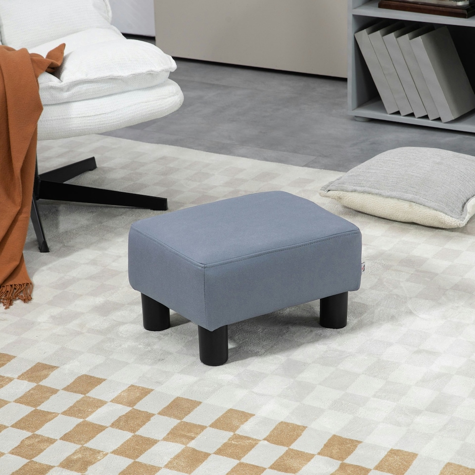 image 1 of HOMCOM Ottoman Footrest Seat Chair Footstool Microfiber Cloth Home Office Grey