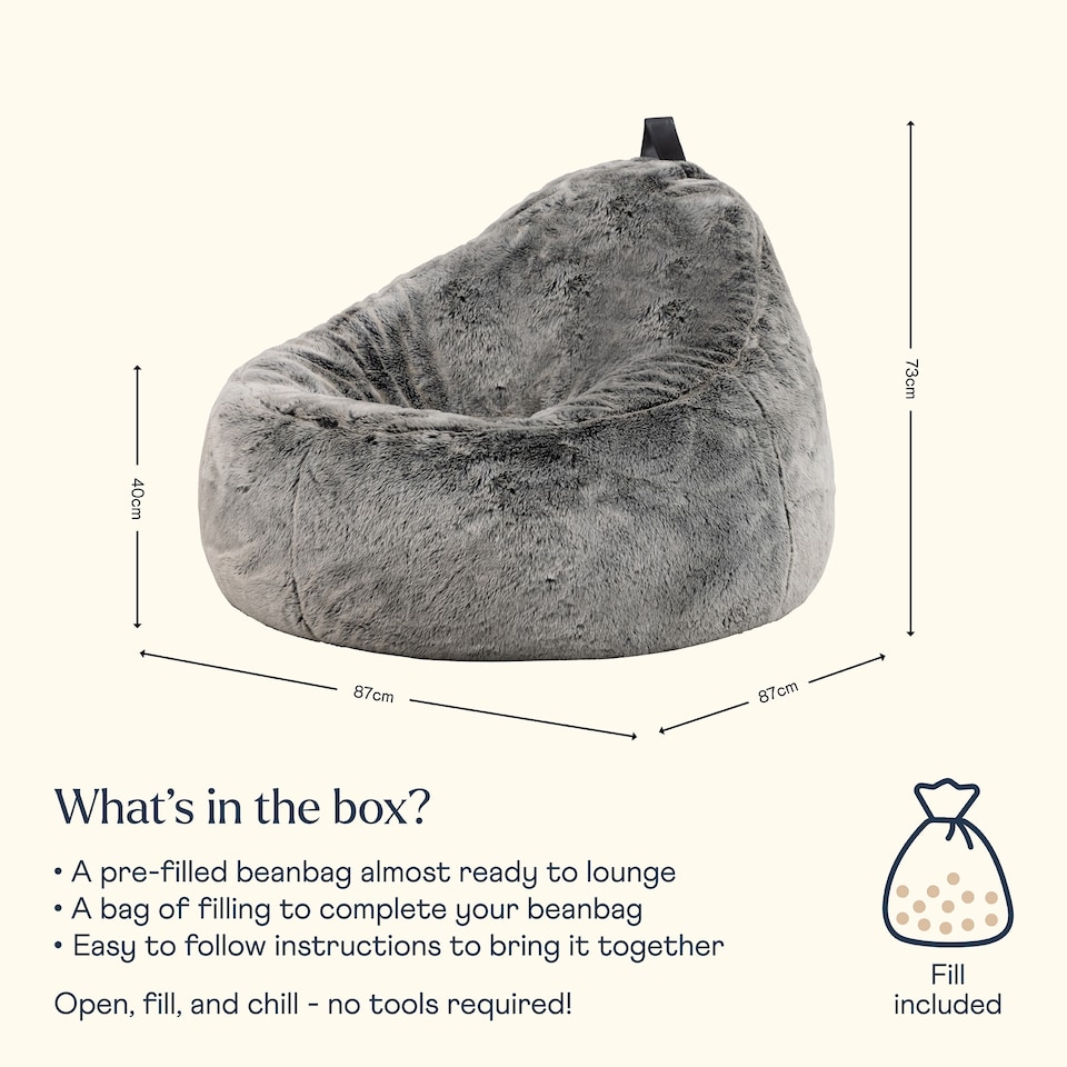 image 1 of Cocoon Faux Fur Bean Bag Arctic Wolf Grey Bean Bag Chairs | Grey | Arctic Wolf Grey | L | 1