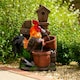 image 5 of Primrose Solar Rooster Pouring Pots Tiered Water Feature with Lights 57cm