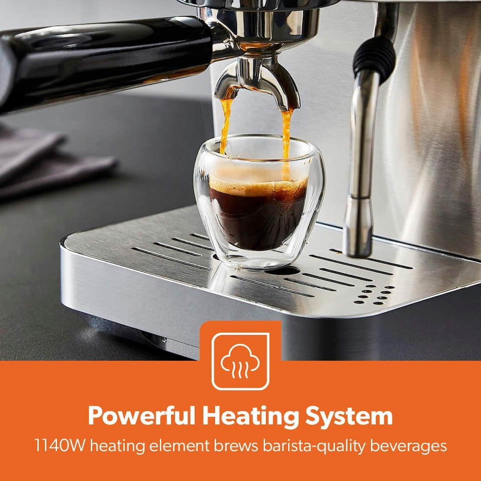 image 1 of GEEPAS 1140W Espresso & Cappuccino Coffee Machine & Conical Burr Coffee Grinder Combo Set