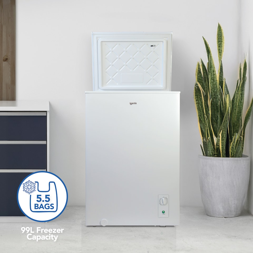 image 1 of Igenix IG100 Freestanding Chest Freezer, 99 L, White