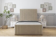 Sloomy Kingsley Almond Coniston Bed Frame With Mattress With 50" Upholstered Headboard 5' King
