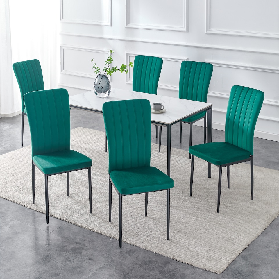 image 1 of MCC Direct Set of 6 Velvet Dining Chairs Upholstered Kitchen Accent Chairs Elle