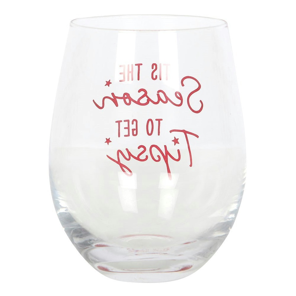image 1 of Something Different Season To Get Tipsy Stemless Wine Glass - Red/Clear - One Size