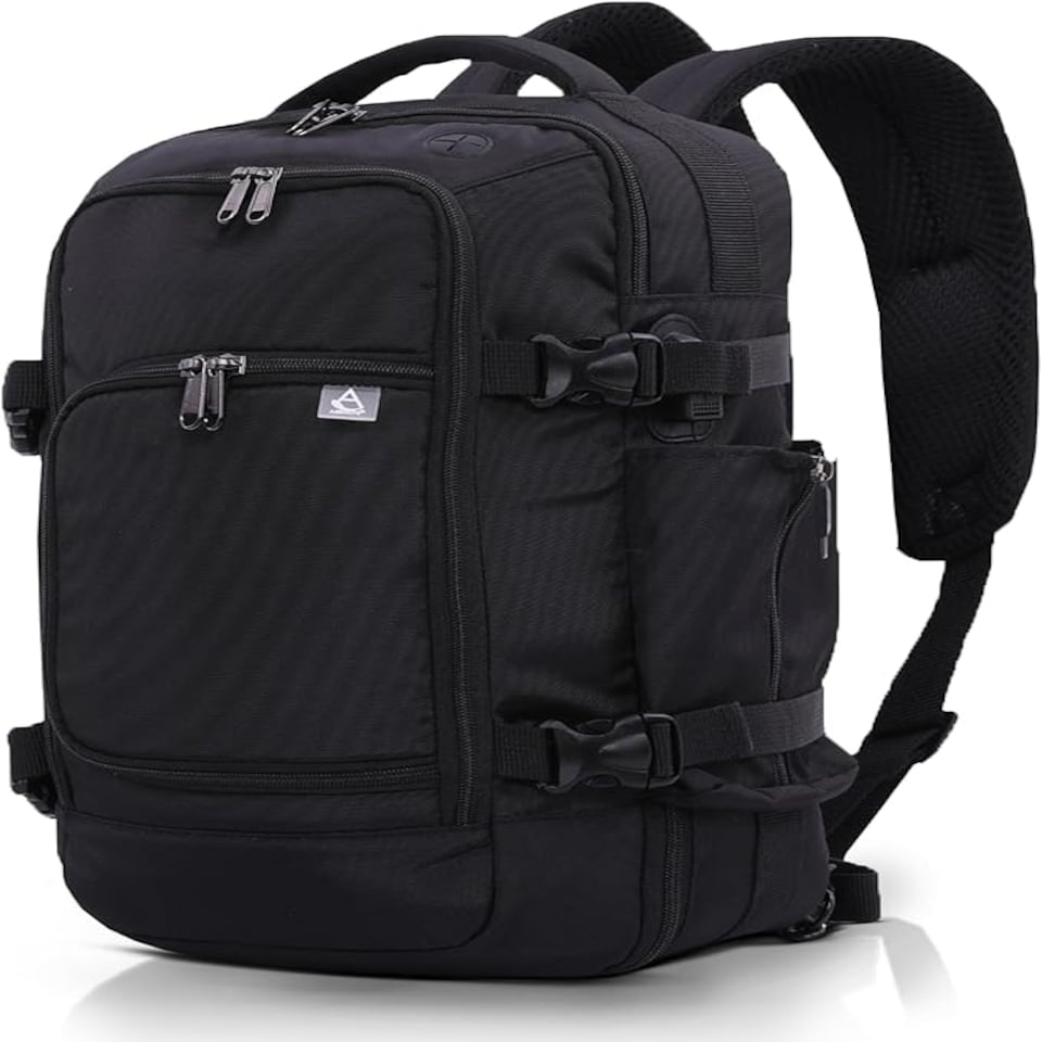 image 1 of Aerolite Ryanair 40x20x25 Maximum Size Hand Cabin Luggage Travel Carry On Holdall Lightweight Shoulder Bag Backpack Flight Bag with YKK Zippers 5 Year Warranty Black