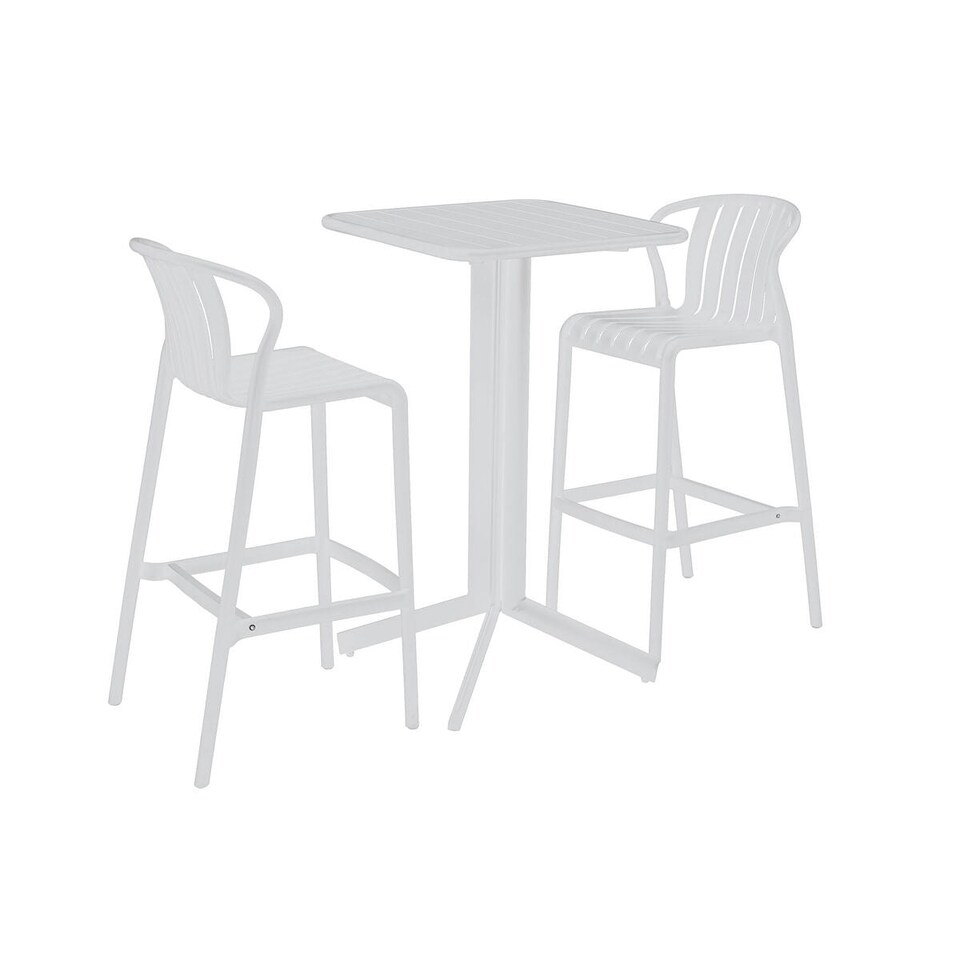 image 1 of Table set with 2 chairs Home ESPRIT White Metal polypropylene 60 x 60 x 102 cm N/A