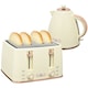 image 1 of HOMCOM 1.7L Kettle and Toaster Set with Defrost Reheat and Crumb Tray Beige