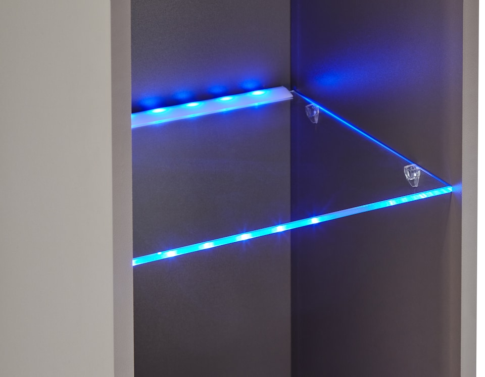 image 1 of Galicia Tall Shelf Unit with LED | Black | Black