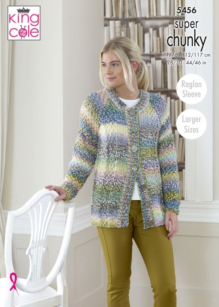 King Cole Explorer Super Chunky Knitting Pattern 5456, Cardigans, Headwear and Scarves for Women - 28 - 46 Inches