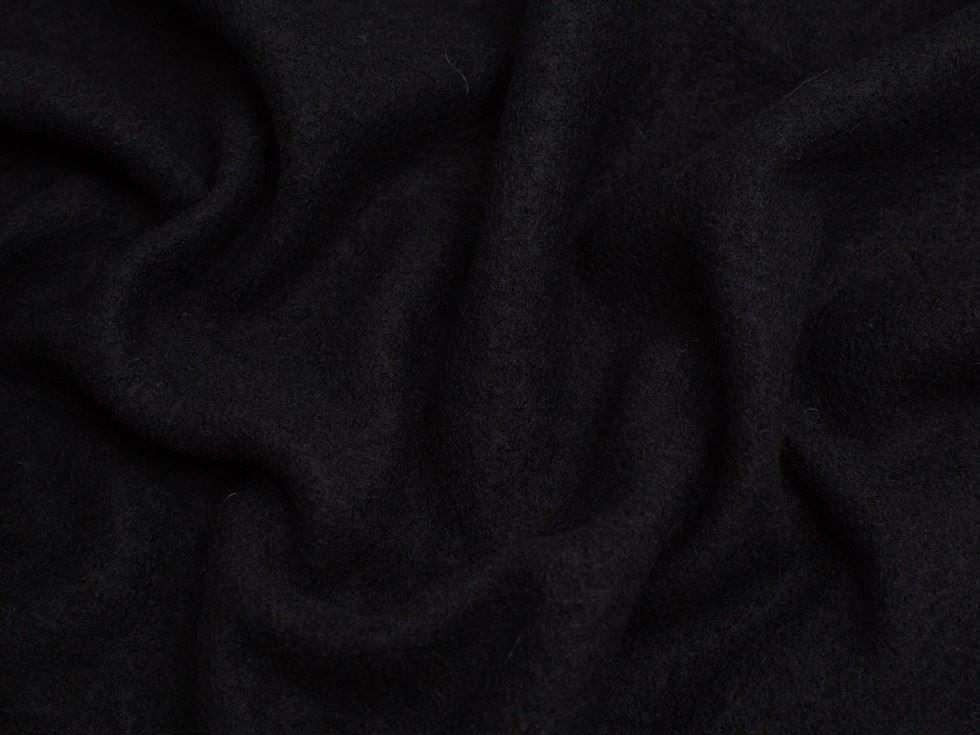 Minerva Core Range Black 100% Pure Boiled Wool Coating Fabric for Dressmaking, 140cm / 55" Wide - per metre