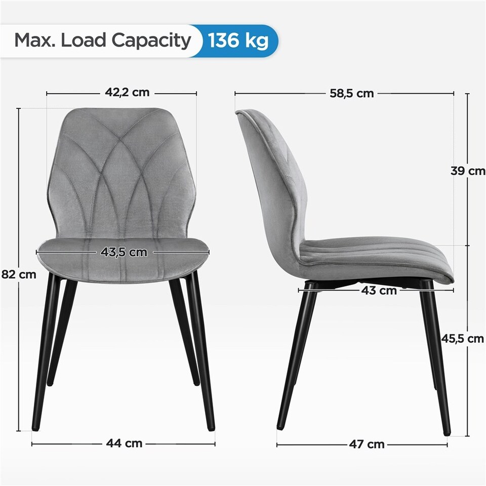 image 1 of Yaheetech Set of 2 Faux Leather Dining Kitchen Chairs Grey | Light Grey