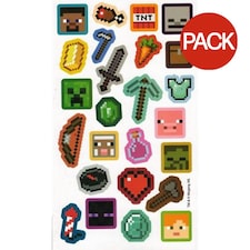 Minecraft Reusable Icons Stickers (Pack of 25) - Multicoloured - One Size