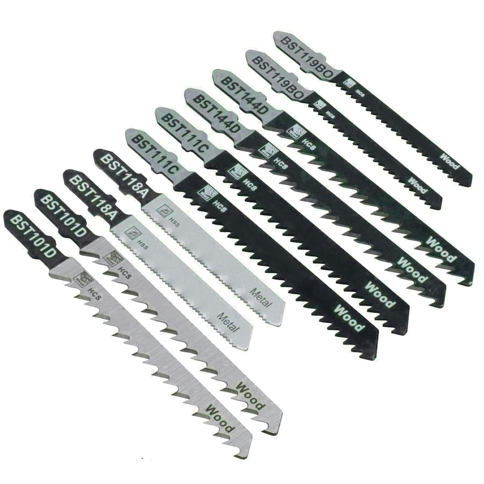 image 1 of 40pc T Shank Fitting Jigsaw Cutting Blades Set For Plastic Wood Metal HCS Blade