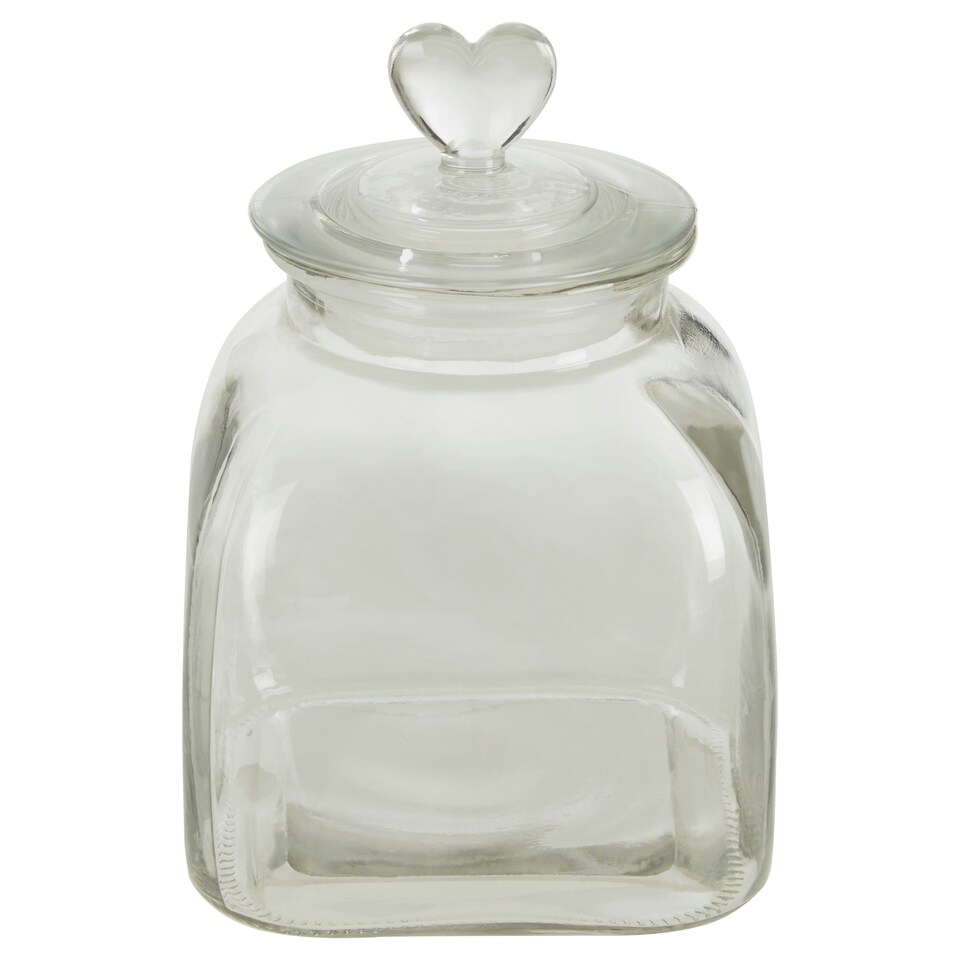 image 1 of Interiors by Premier Small Storage Jar, Glass Canister with Heart-Shaped Lid, Ideal for Storing Sweets, Spices