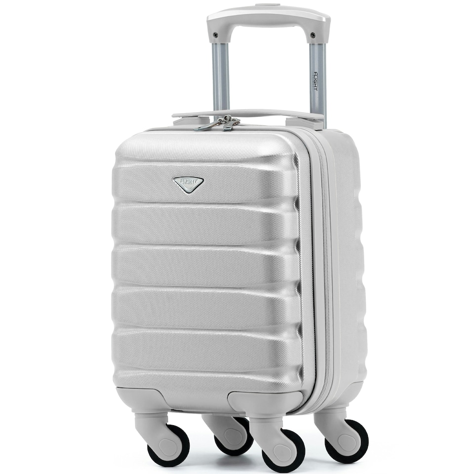 image 1 of 40x20x25cm Ryanair Free Carry-On Maximum Size Cabin Suitcase - Lightweight 4 Wheel ABS Hard Case - Cabin Carry On Hand Luggage Suitcase 100+ Airline Approved Silver | Silver | Cabin Bag