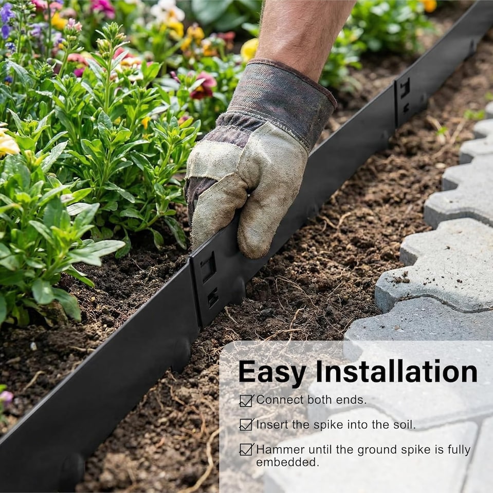 image 1 of 5m Anthracite Galvanised Steel Lawn Edging Garden Border Flexible Strip - 8cm