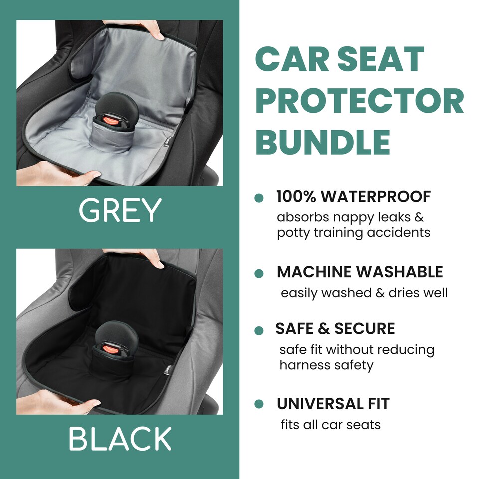 image 1 of Lynmark Potty Training Car Seat Protector Cover with Middle Buckle Hole | Black | Grey | Universal | 2